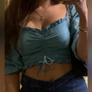 Bershka crop top, blue turquoise color